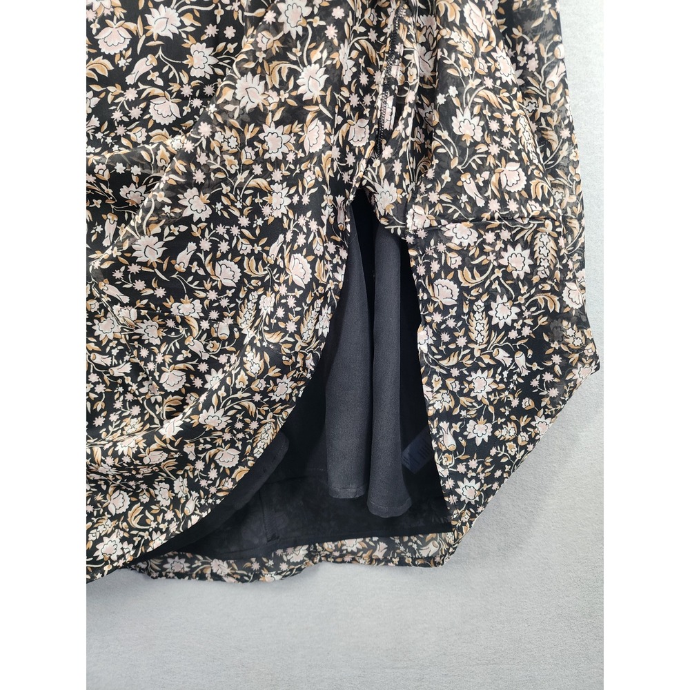 Amuse Society Floral Maxi Dress M Black Bell Sleeve Tie Front Boho AD03JBES NEW - Picture 5 of 15